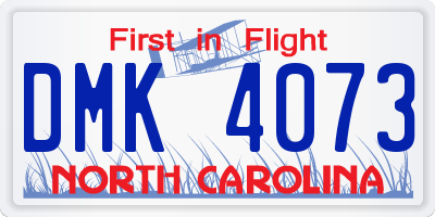 NC license plate DMK4073