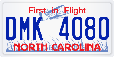 NC license plate DMK4080