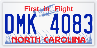 NC license plate DMK4083