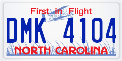 NC license plate DMK4104