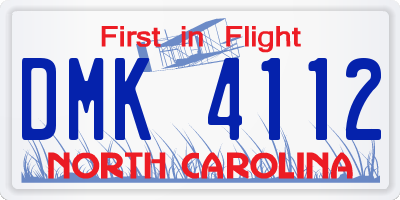 NC license plate DMK4112