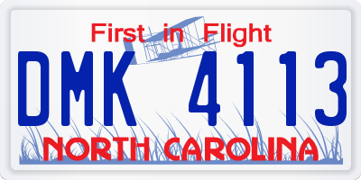 NC license plate DMK4113