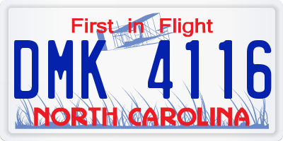 NC license plate DMK4116