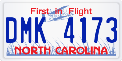 NC license plate DMK4173