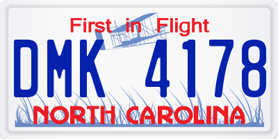 NC license plate DMK4178