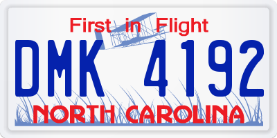 NC license plate DMK4192