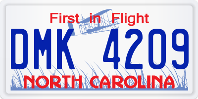 NC license plate DMK4209