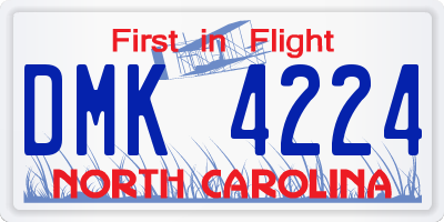 NC license plate DMK4224