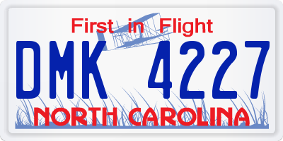 NC license plate DMK4227