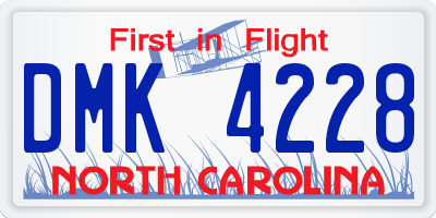 NC license plate DMK4228