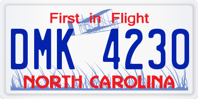 NC license plate DMK4230