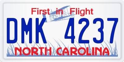 NC license plate DMK4237
