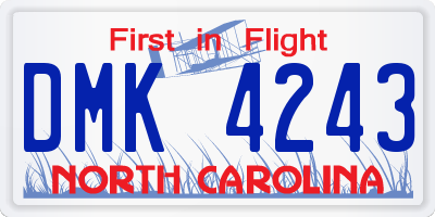 NC license plate DMK4243