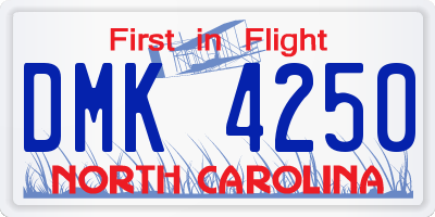 NC license plate DMK4250