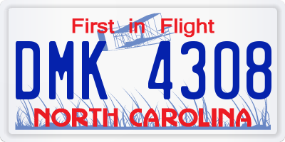 NC license plate DMK4308