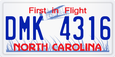 NC license plate DMK4316