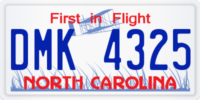 NC license plate DMK4325