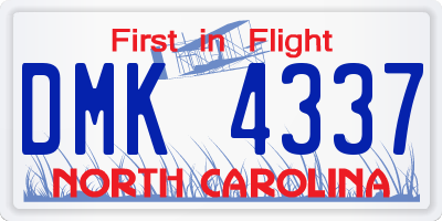 NC license plate DMK4337