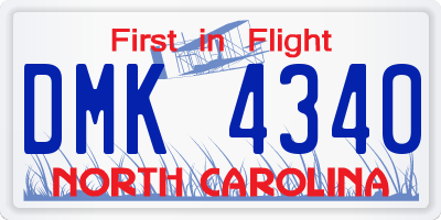 NC license plate DMK4340