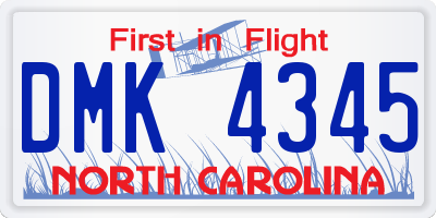 NC license plate DMK4345