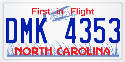 NC license plate DMK4353