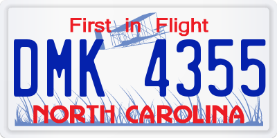 NC license plate DMK4355