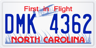 NC license plate DMK4362