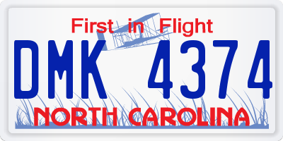 NC license plate DMK4374