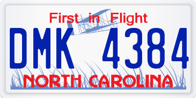 NC license plate DMK4384