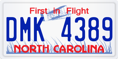 NC license plate DMK4389