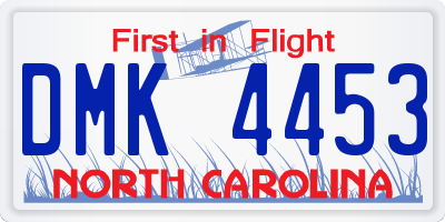 NC license plate DMK4453