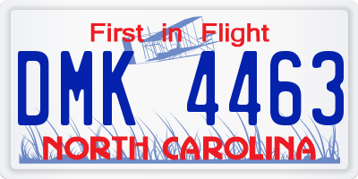 NC license plate DMK4463