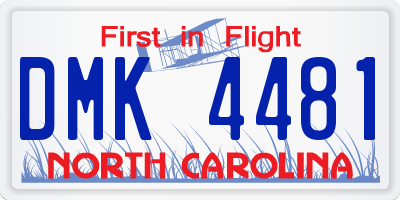 NC license plate DMK4481