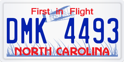 NC license plate DMK4493