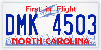 NC license plate DMK4503