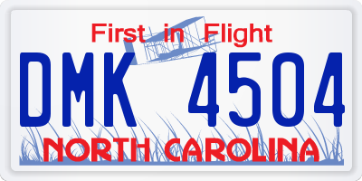 NC license plate DMK4504
