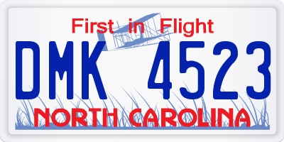 NC license plate DMK4523