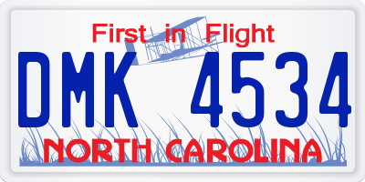 NC license plate DMK4534