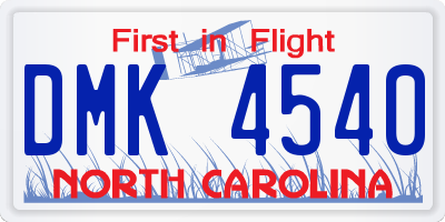 NC license plate DMK4540