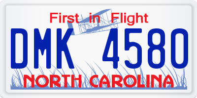 NC license plate DMK4580