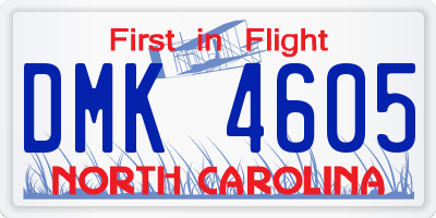 NC license plate DMK4605