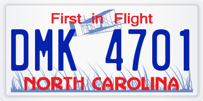 NC license plate DMK4701