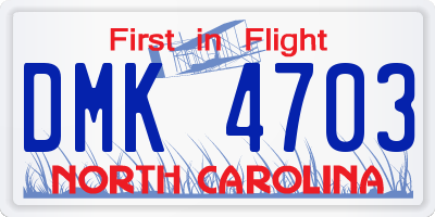 NC license plate DMK4703