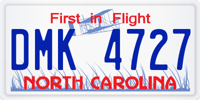 NC license plate DMK4727