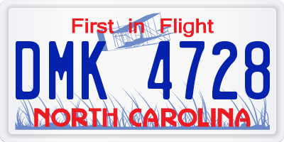 NC license plate DMK4728