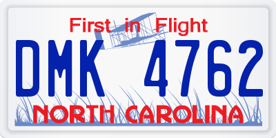 NC license plate DMK4762