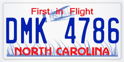 NC license plate DMK4786