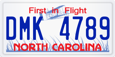 NC license plate DMK4789