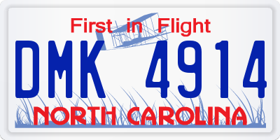 NC license plate DMK4914