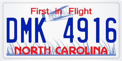 NC license plate DMK4916